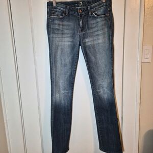 7 For All Mankind Kate Straight Leg Jeans Womens Size Medium Wash Faded